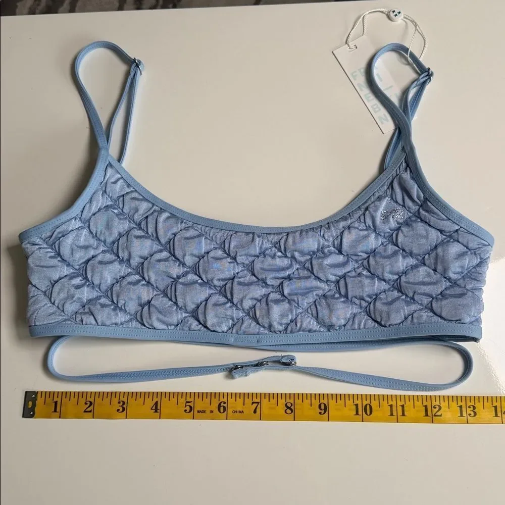 Frankie’s Bikini Waco Wrap Bralette Bikini Top In Baby Blue